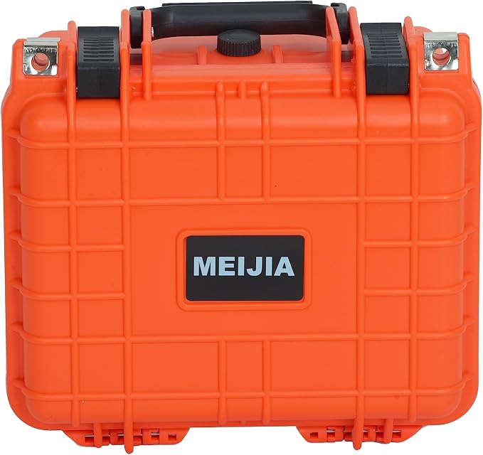 MEIJIA Portable All Weather IP67 Waterproof Camera Case,hard case with Customizable Fit Foam,Fit Use of Drones,Camera,Equipments,10.62 x9.68x6.87inches(Orange)
