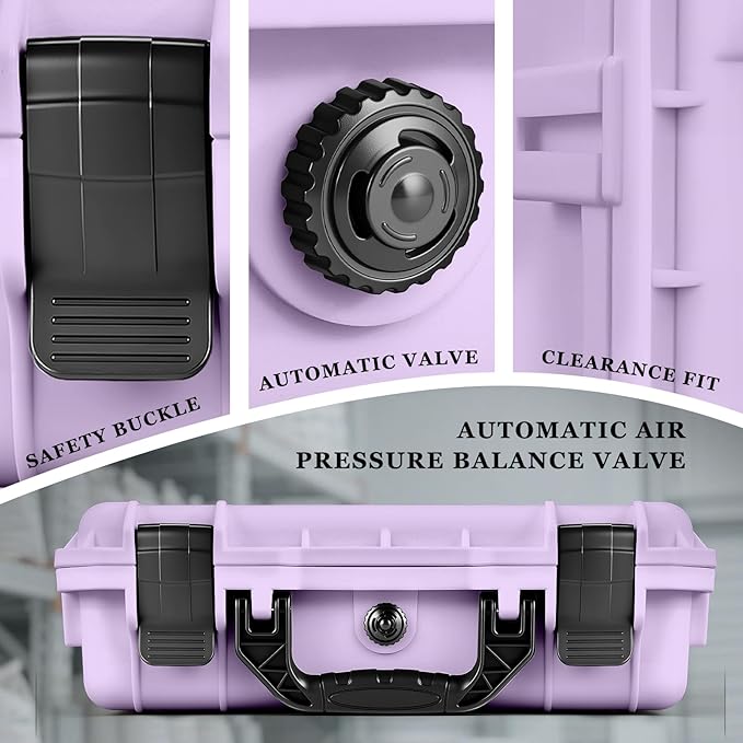 Relaxweex 1 Pcs Waterproof Hard Case with DIY Customizable Foam Insert Portable Protective Case with Knife for Camera Drones Equipments Tools Test Instruments(Purple,16.3 x 12.4 x 6.5 Inch)