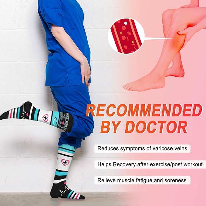 4 Pairs Compression Socks for Women Circulation-Best Support for Nurses,Running,Athletic,Travel