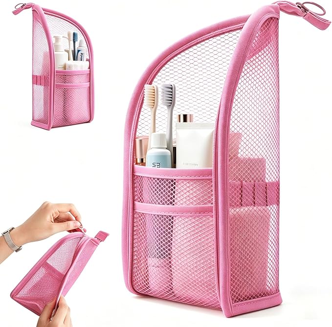 Standing Toiletry Bag, Portable Lightweight Travel Toiletry Bag (Pink)