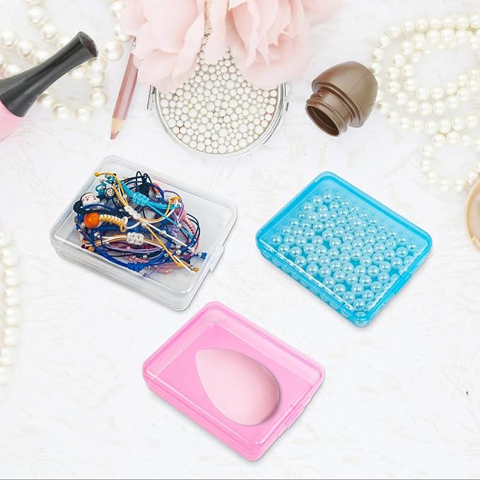 6 Pcs Mini Transparent Plastic Storage Containers Box Portable Travel Cotton Pad Holder Small Cosmetic Pad Cotton Ball Holder Dispenser for Cotton Rounds, Swabs, Floss (3 Colors)