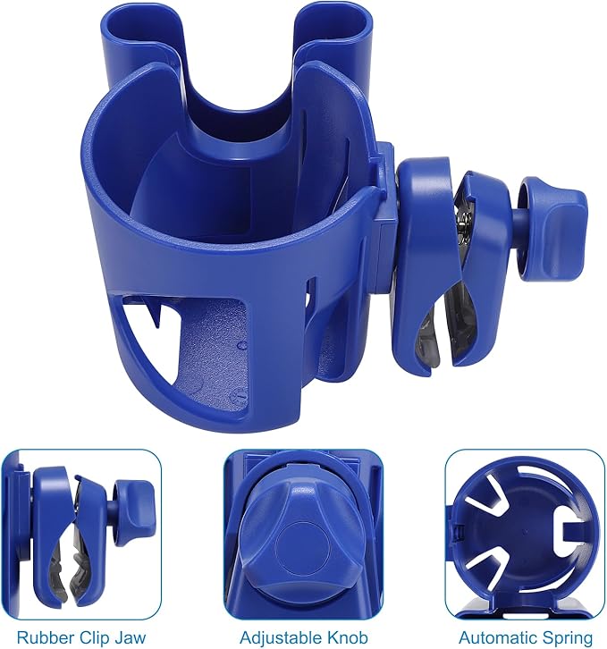 Accmor Stroller Cup Holder with Phone Holder, Universal Cup Holder for Walker Wheelchair Bike, 360° Rotatable Stroller Cup Holder Attachment Accessories for Walker, Wheelchair, Scooter