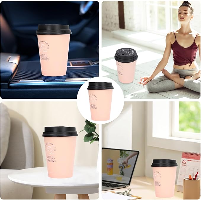 Humidifiers for Bedroom, 300ml Cool Mist Humidifiers, USB Mini Cute Coffee Cup Humidifier Car Desk Low Noise Auto Shut-Off for Car Plant Office(Pink)