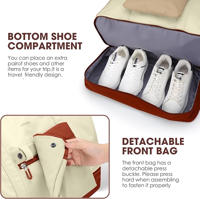 Women's Weekender bag Travel Duffel Bag with Shoe Compartment 21-inch Airline-Approved Carry-On, 2-Piece Overnight Bag Set Personal Item Luggage