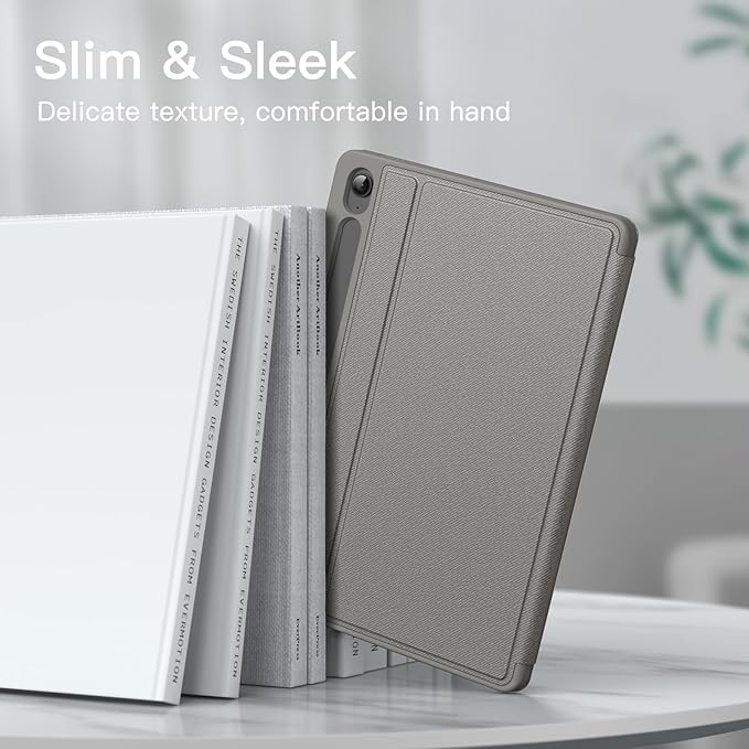 JETech Case for Samsung Galaxy Tab S10 Lite / S10 FE / S9 FE 10.9-Inch with S Pen Holder, Slim Folio Stand Protective Tablet Cover, Multi-Angle Viewing (Gray)