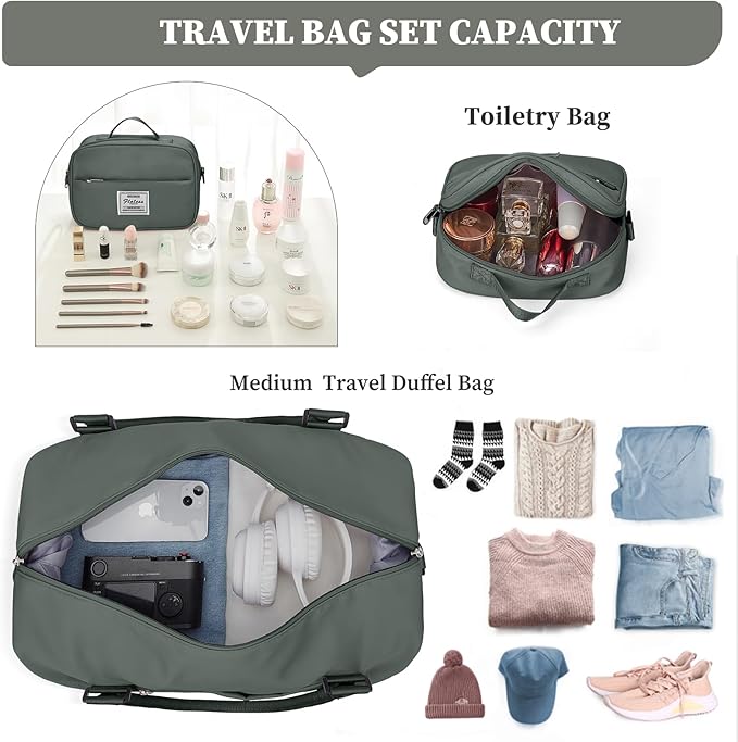 Weekender Bags for Women,Personal Item Travel Bag with Shoes Compartment,Overnight Travel Duffel Bag with Toiletry Bag,Medium