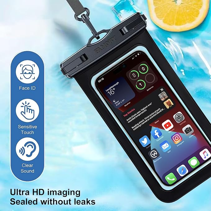 Famoby 6 Pack Multicolor Waterproof Phone Pouch,Phone Case Dry Bag,Protection Level: IP68,Beach Cruise for iPhone,Samsung,and More,Lanyard Included,(Up to 8.3”),Black,Blue,Pink,Orange,Yellow,Green