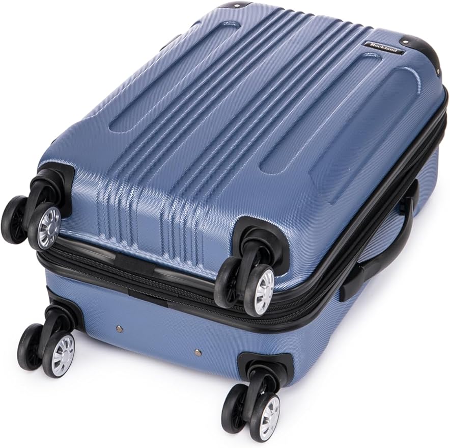 Rockland London Hardside 2 Piece Spinner Wheel Luggage Set, Carry-On 20" and Tote 14", Blue