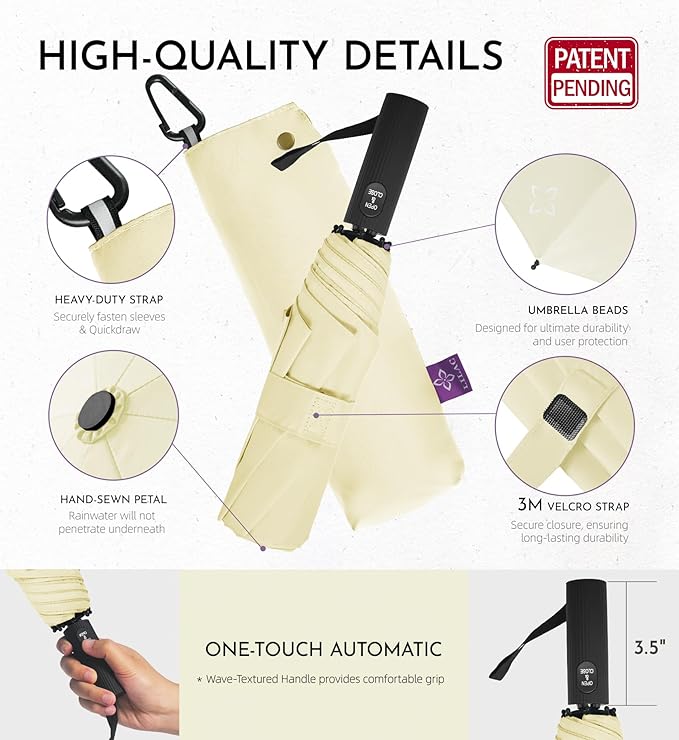 Windproof Travel Umbrella for Rain - 43" Compact Folding Umbrella, Reinforced Strong Frame, Lightweight Portable Parasol with UPF 100+ UV Sun Protection, Cruise Ship Essentials