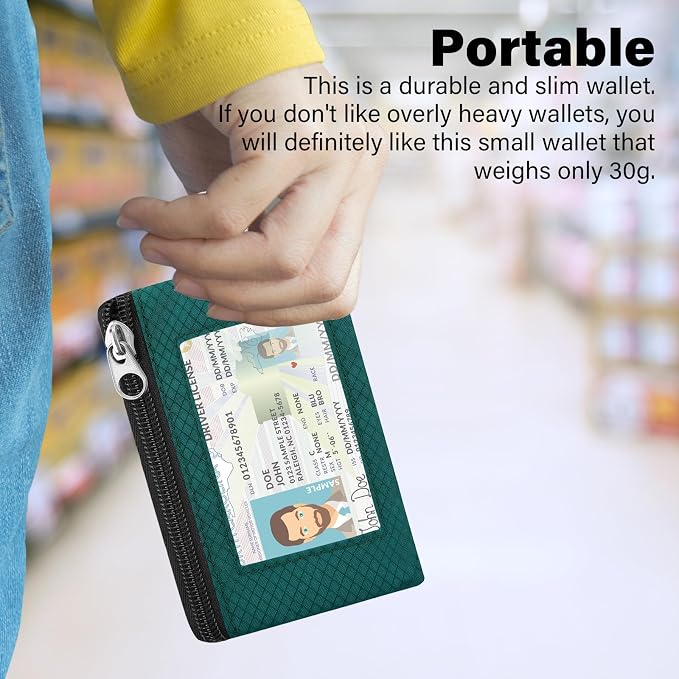 Minimalist RFID Wallet with Lanyard, Multi-Functional ID Case with 2 Zipper Pockets and Key Chain for Men and Women, Tactical Badge Pouch Cards Holder, Coin Purse for Travel Sports-Yellow+GN