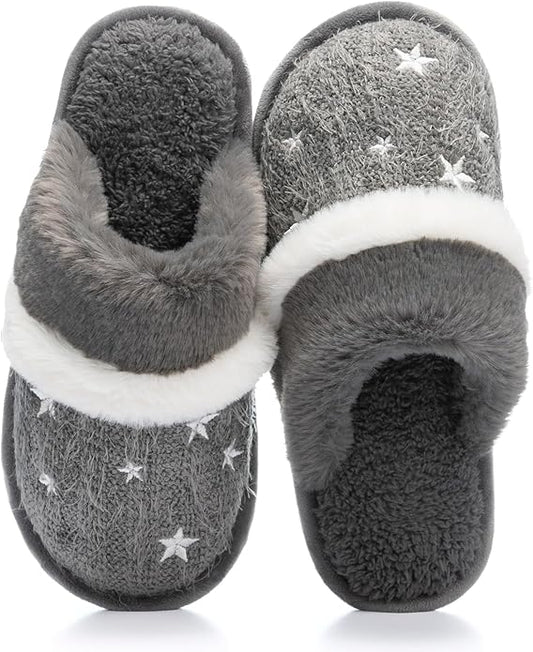 GOEWY Cozy Slippers for Women Indoor and Outdoor Fuzzy House Shoes with Memory Foam Anti-Skid Sole Gifts for Women Mom Ladies