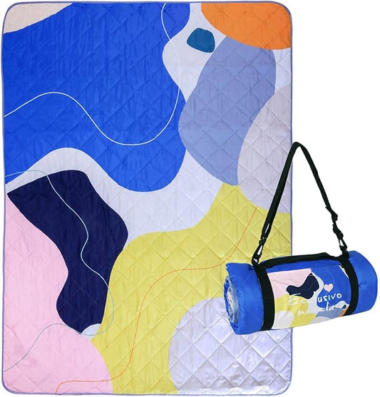 Exclusivo Mezcla Extra Large Waterproof Picnic Blankets 3 Layer, Sandproof and Foldable Outdoor Blanket for Beach Camping, Park and Travel