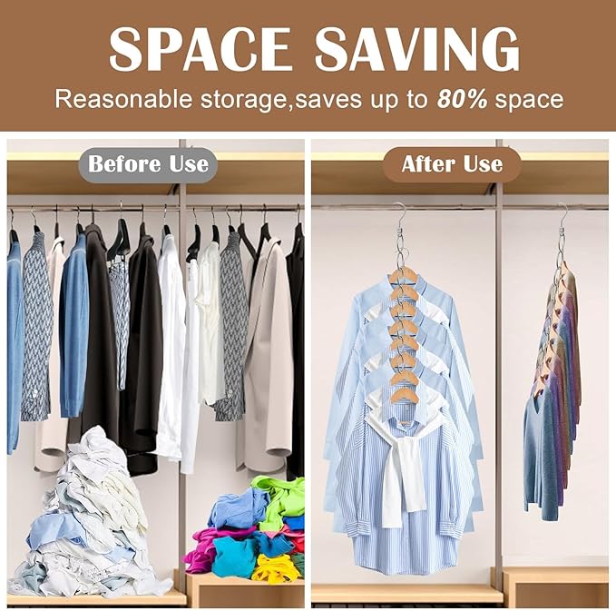 80 Holes Clothing Chain Hangers, 10-Pack Metal Space Saving Hangers, 360 Degree Rotatable Hook for Easy Display and Access, Closet Organizers for Home, Travel, College Dorm Room