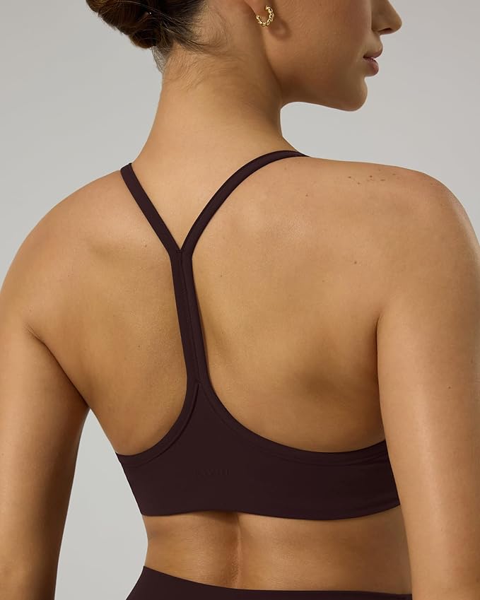 PAVOI ACTIVE Yoga Racerback Bras for Women - Buttery Soft Low Support Scoop Neck Y-Back Thin Strap Sports Bra - FlexFlow