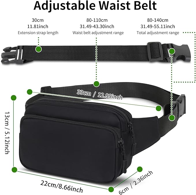 Fanny Pack Nylon Mini Belt Bag Everywhere Belt Bag for Women Water Repellent Waist Packs Crossbody Bags with Adjustable Strap