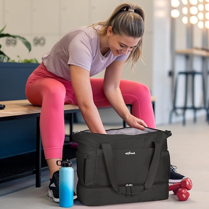 ETRONIK Gym Bag for Women, Personal Item Travel Bag with Shoes Compartment, Weekender Overnight Duffel Bag with Wet Pocket, Carry On Bag for Women, Travel, Gym, Weekend