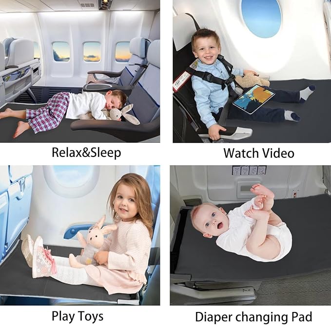 Toddler Airplane Bed, Kids Seat Extender Travel Bed, Portable Long Trip Flyaway Kid Seat Footrest, Must Have for Infant Sleeping & Rest, Toddler Travel Essential for Airplane (One)