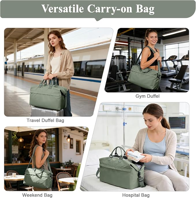 Travel Duffel Bag,Carry-On Overnight Weekender Bags for Women,Personal Item Travel Bag with Shoes Compartment,Sports Gym Bag