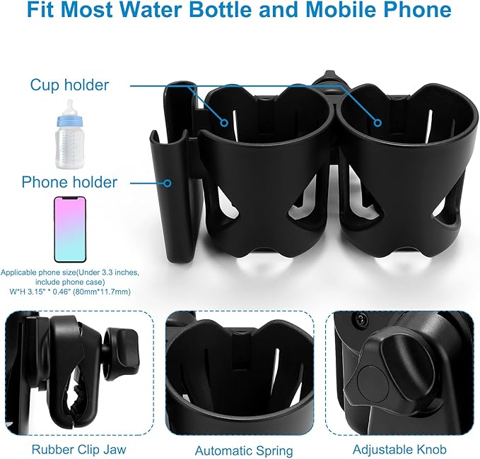 Accmor Stroller Cup Holder, Universal Cup Holder for Walker Wheelchair Bike, 360° Rotatable Stroller Cup Holder Attachment Accessories for Walker, Wheelchair, Scooter