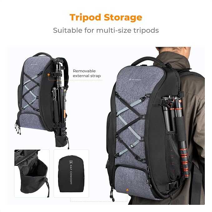 K&F CONCEPT Camera Backpack,Camera Bags for Photographers 30L Large Capacity with Raincover and 16 Inch Laptop Compartment Compatible for Canon/Nikon/Sony/DJI Mavic Drone Travel