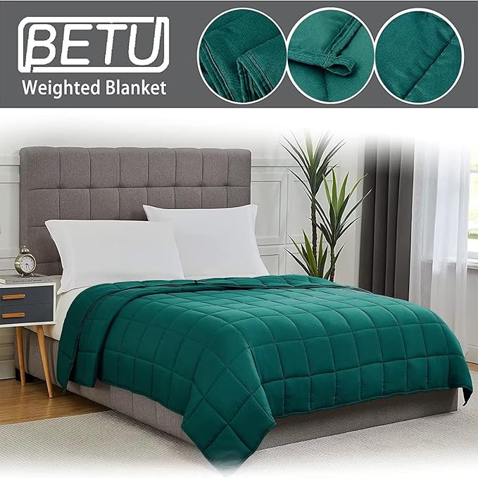 Green Weighted Blanket for Adults 20lbs, 48"x72", Twin Full Size Cooling Heavy Throw Blanket for 180-220lbs, Microfiber Soft Thick Big Blankets Weighted Comforter Breathable Gifts for Sleeping