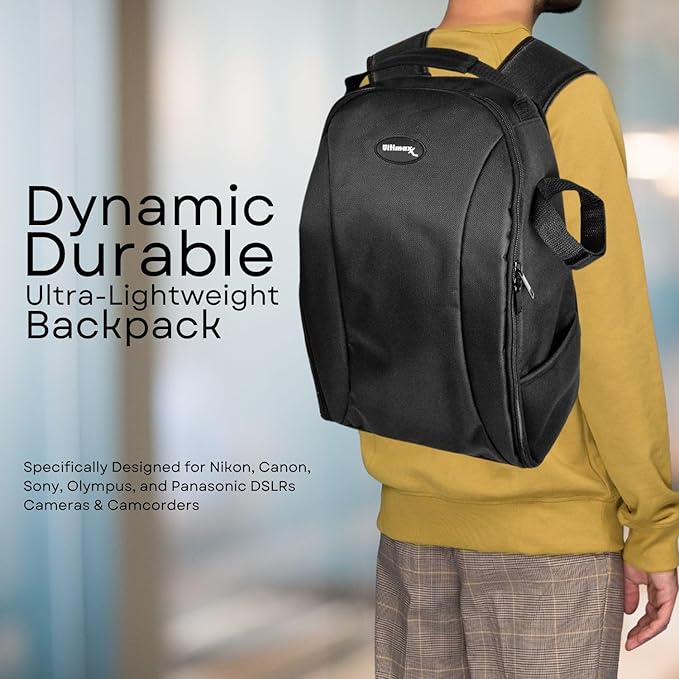 Ultimaxx Professional Dynamic Durable Ultra-Lightweight Water-Resistant Backpack Specifically Designed for Nikon, Canon, Sony, Olympus, and Panasonic DSLRs Cameras & Camcorders