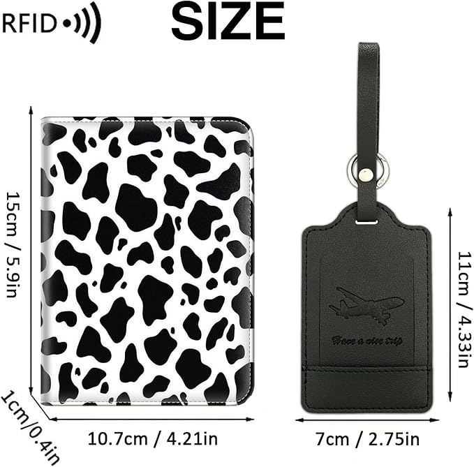 Passport Wallet, Passport Holder with RFID Blocking and Luggage Tag, Waterproof PU Leather Travel Documents Organizer Case, Passport Covers with Card Slot for Women & Men, White Leopard Passport Book