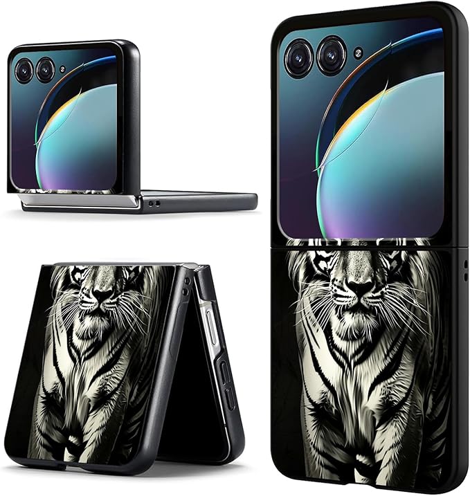 for Motorola Razr Plus 2025 Case,for Razor Plus 2025 Phone Case Cute Slim Hard PC Ultra-Thin Anti-Scratches Shockproof Protective Cover,Cool Black Tiger