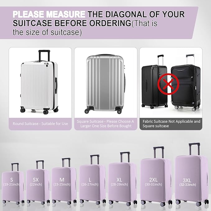 Travel Luggage Cover - Scratch-Resistant Fit 19-31 Inch, Lavender Purple, 2XL (30-31 inch)
