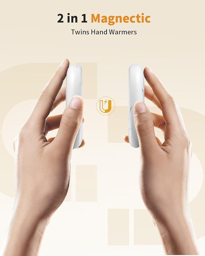 Hand Warmers Rechargeable 2 Pack, AI Temperature Control Electric Handwarmers, Stone Shape Portable Pocket Heater, Great Gift for Christmas Hunting, Golf, Camping Black