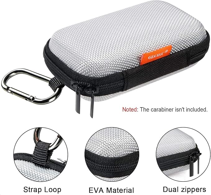 Small EVA Electronic Carrying Case - Hard Shell Protection Zipper Case for Earbud, Wired Earpiece, Bluetooth Headset, Earphone, Charger - Cell Phone Accessories Small Gadgets Organizer - Silver