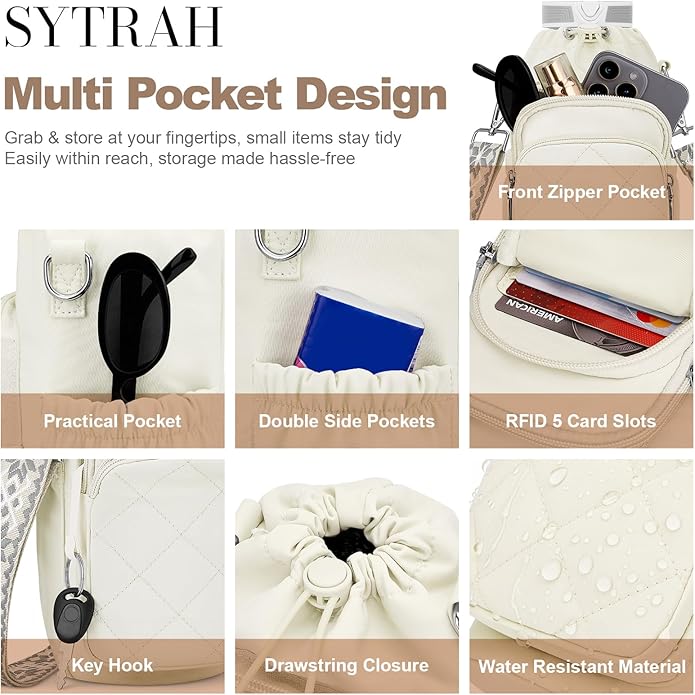 SYTRAH Water Bottle Bag Crossbody，Insulated Water Bottle Purse Crossbody Water Bottle Holder with Strap 40 oz