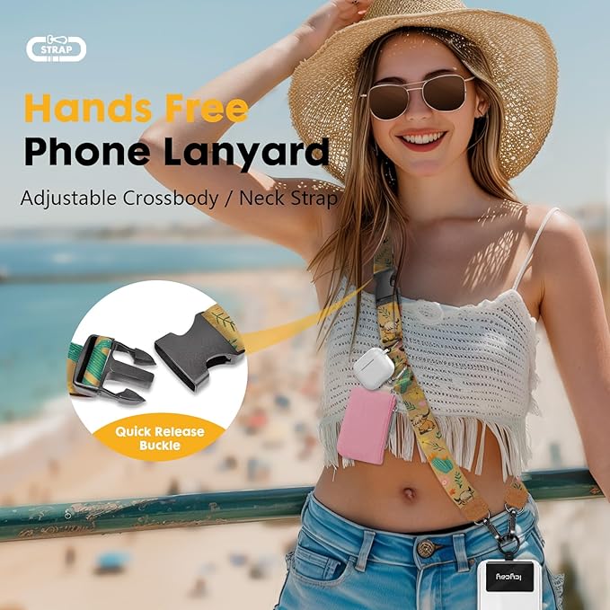 Icycay Phone Lanyard Crossbody, Highland Cow Cell Phone Strap for Around The Neck Adjustable, Western Teacher Anti Theft Cute Lanyard for ID Holder Keys Accessories Travel Essential