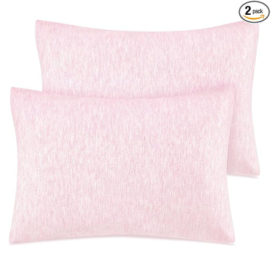 Zenssia Organic Cotton Toddler Pillowcase/Travel Pillowcase Pack of 2 Set 13x18 Inches with Envelope Closure - Soft & Breathable Baby Pillow Case Cover Solid Pink
