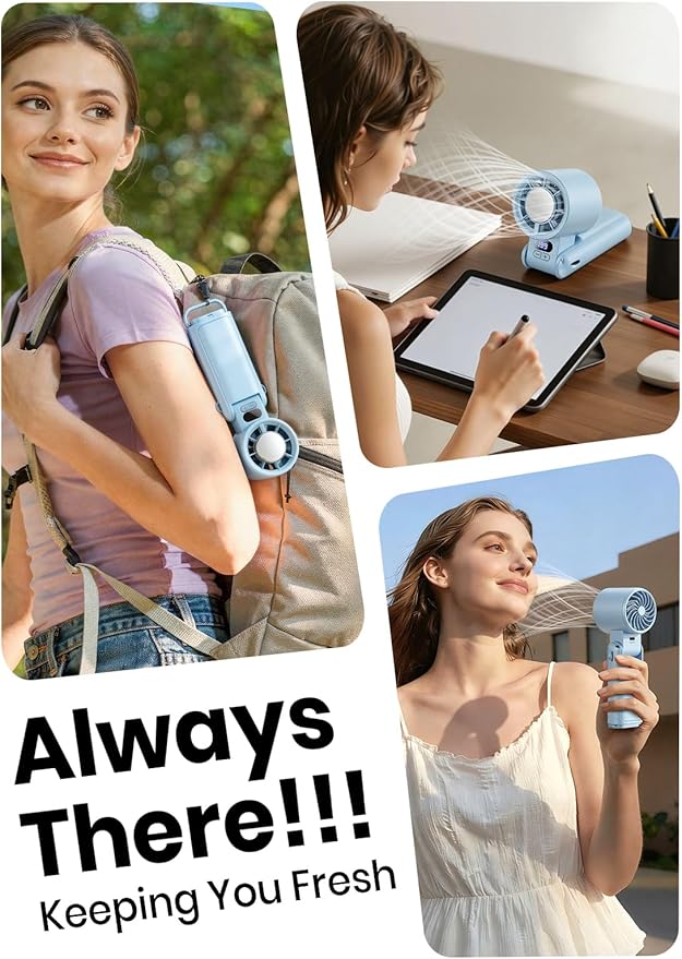 Portable Handheld Turbo Fan, 1-199 Speed Adjustable with LED Display, High-Power Motor, Rechargeable Battery, 4 IN 1 Pocket Design Mini Fans for Indoor/Outdoor/Travel/Work, Blue