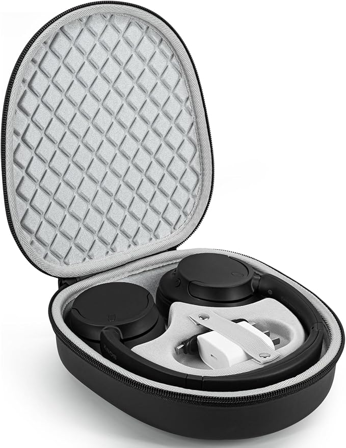 Headphone Case for Sony WH-CH720N Soundcore by Anker Q20i, Hard Portable Over Ear Headphone Carrying Case, Wireless Headphone Storage Protective Case for Travel Home (Black-Pattern)