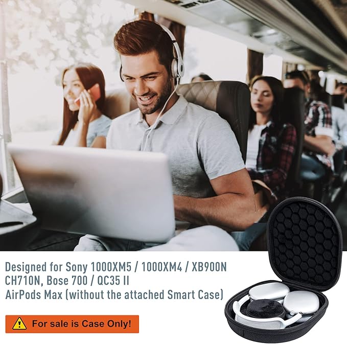 ProCase Hard Case for Sony WH-CH720N/ WH-CH710N/ WH-CH520/ WH-CH510/ WH-1000XM5/ WH-1000XM4/ WHXB910N/ Bose 700 Noise Cancelling Wireless Headphones, Travel Carrying Bag with 2 Dust Covers -Black