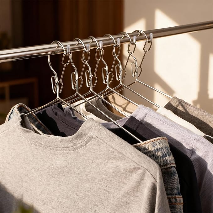 16.5” Lockable Wire Clothes Hangers, 20 Pack 4mm Windproof Stainless Steel RV Hangers Wire Heavy Duty Lock Hook Metal Closet Hanger Space Saving Metal Hanger for Closet RV Hotel Wardrobe