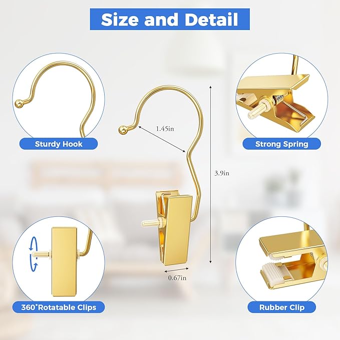 10 Pack Gold Boot Hangers for Closet, Hanger Clips Portable Travel Hangers Space Saving, Boot Clip Hooks for Hanging Clothes Pins Laundry Pants Hooks Towels Hat Bra Socks Jean