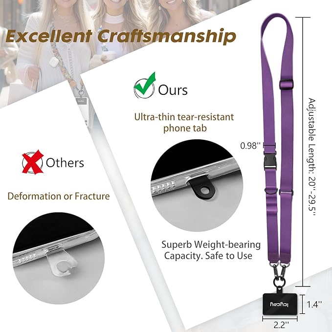 Icycay Phone Lanyard Crossbody, Cell Phone Strap for Around The Neck Adjustable, Anti Theft Cute Lanyard for ID Holder Keys Accessories Travel Essential Women