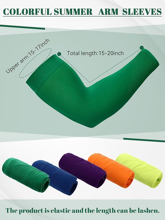 Boao 10 Pairs UV Arm Sleeve for Men Women Cooling Tattoo Cover up Compression Sun Protection Sleeves for Outdoor Activities