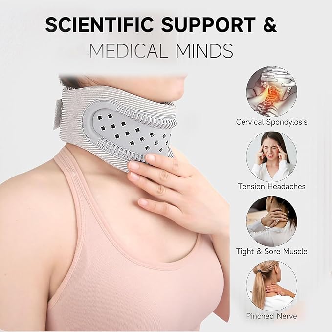 Neck Brace for Neck Support and Pain Relief, Silicone Foam Cervical Collar Wrap Keep Vertebrae Stable for Relief of Cervical Spine Pressure (Gray)