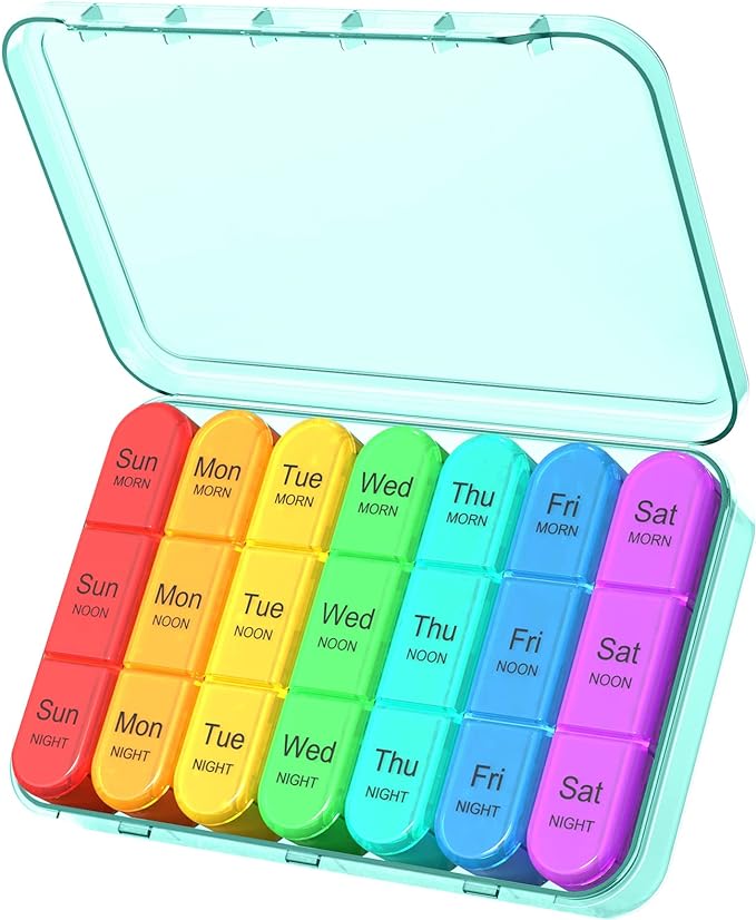 Pill Organizer 3 Times a Day, Weekly Pill Organizer 3x a Day, Pill Box 7 Day, Daily Pill Box Organizer, Travel Container Pill Cases Organizers 7 Day, Medicine Organizer to Hold Vitamins and Medication