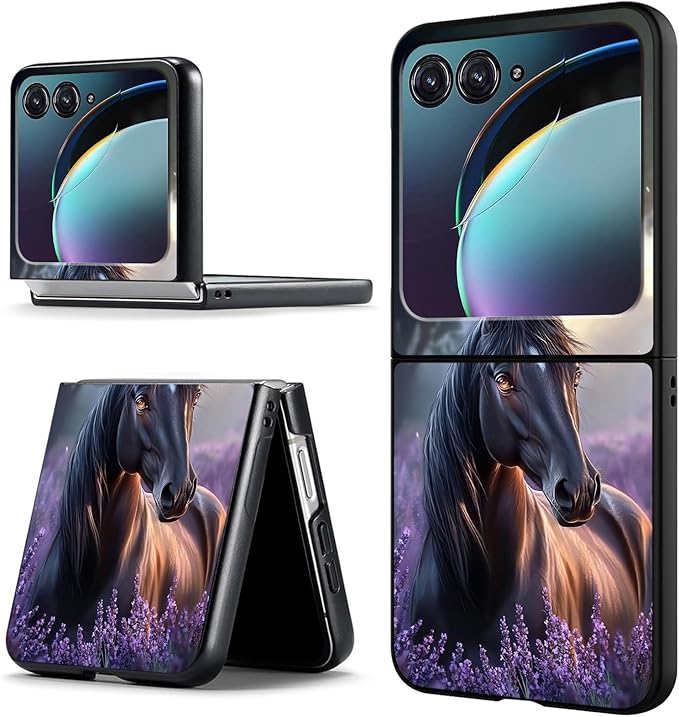 for Motorola Razr 2025 Case,for Moto Razr 60 Phone Case Cute Slim Hard PC Ultra-Thin Anti-Scratches Shockproof Protective Phone Cover,Horse Purple Lavender