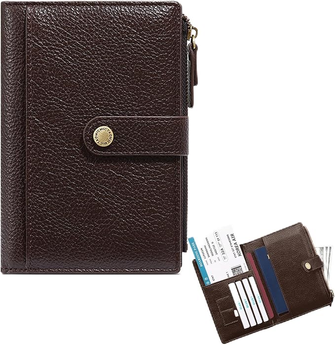 Slim RFID Blocking Passport Holder Wallet,PU Leather Travel Card Organizer,Lightweight Passport Case for Women Men (Coffee)