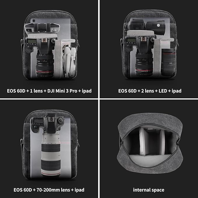 TULLIO Camera Bag Crossboy Printing Camera Sling Chest Bag Backpack for DSLR SLR Mirrorless Camera Waterproof for Photographer Compatible with Nikon Sony