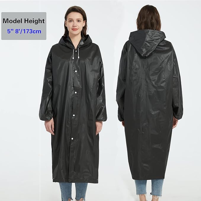 YDYJKI 2 Pack Waterproof Rain Ponchos for Adults-Reusable Emergency Raincoats with Hoodand Drawstring -Lightweight Ponchos