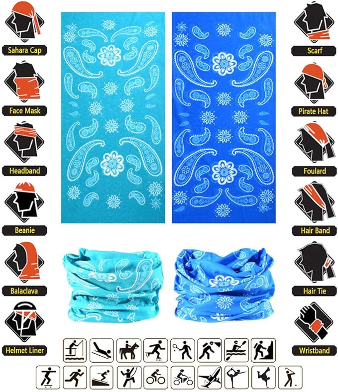 VANCROWN Headband Neck Gaiter Head Wrap Headwear Face Mask Magic Scarf Bandana for Men and Women