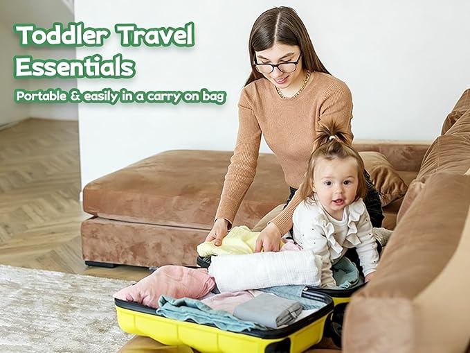 Grey Toddler Airplane Bed with Cloth Book, Portable Airplane Seat Extender Travel Bed for Kids, Soft Baby Plane Travel Essentials for Flying, Toddlers Long Flight Must Haves Footrest