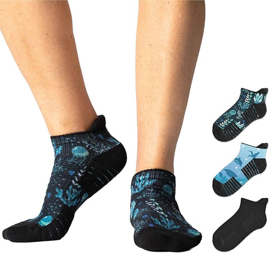 Viasox Ankle Compression Socks for Women & Men 3 Pack, 14 mmHg Support Improves Circulation, Extra Cushioned